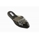 women's slippers VICTORIAN silver pinstripe gleam  black leather (silver jewel)